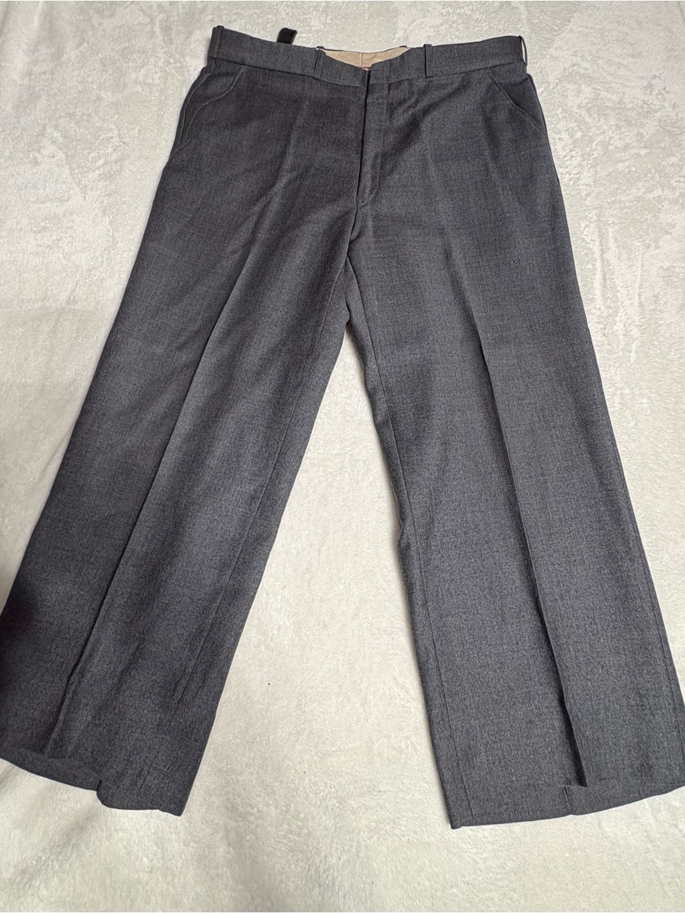Vintage 100% Pure Virgin Wool Gray Dress Pants 36” Waist 23” Inseam